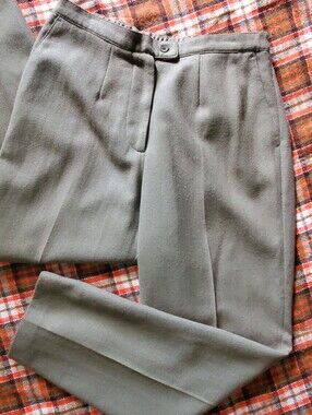 Vintage 90s Y2K Mark Reed 100% Wool High Rise Tapered Trousers Olive Green